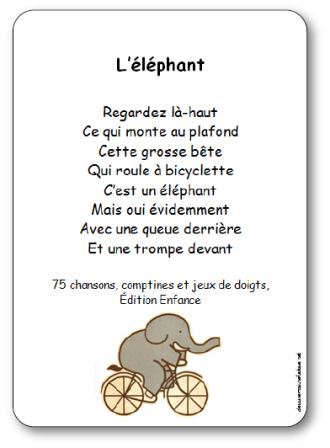 Chanson à gestes L'éléphant, comptine éléphant