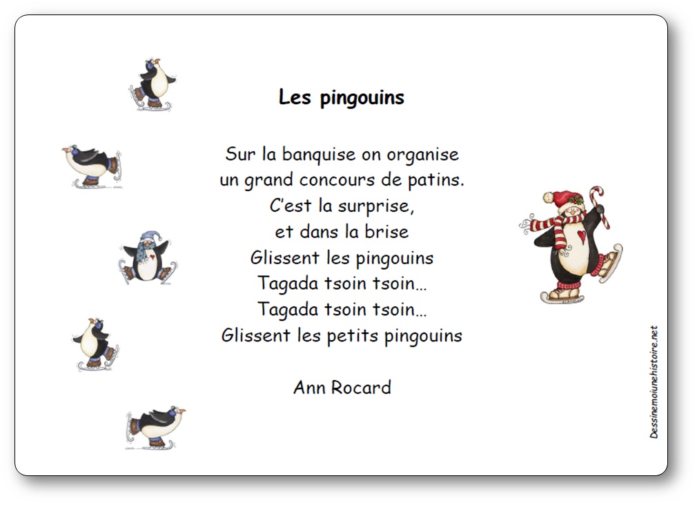 Comptine Les pingouins d'Ann Rocard, comptine pingouin banquise