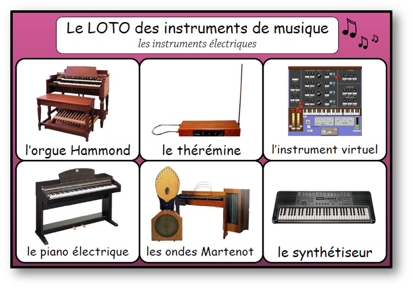 les instruments électriques, Loto instruments de musique