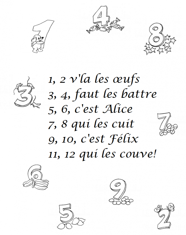 comptine 1, 2 v'là des œufs