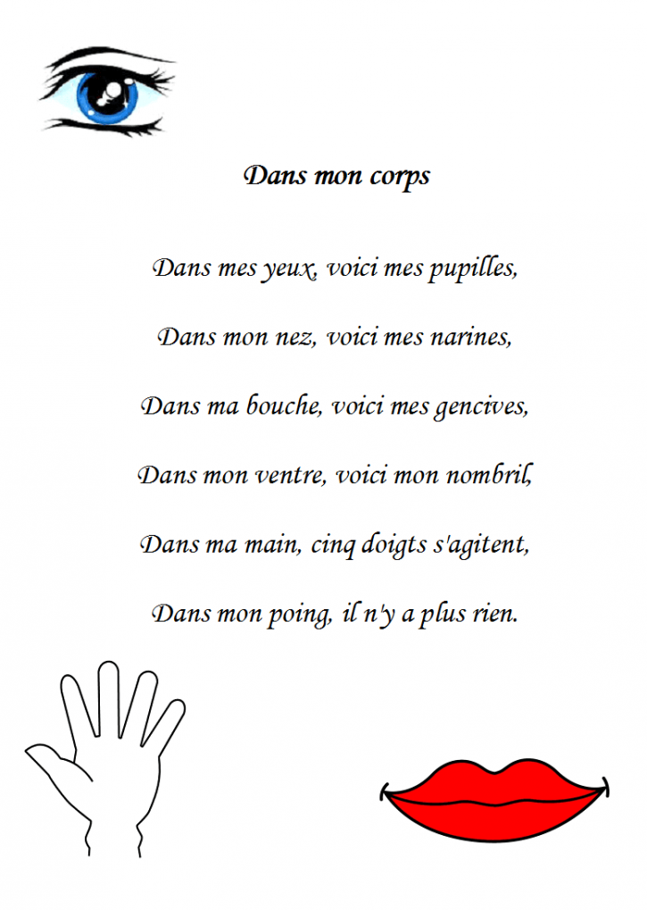 Comptine Dans mon corps