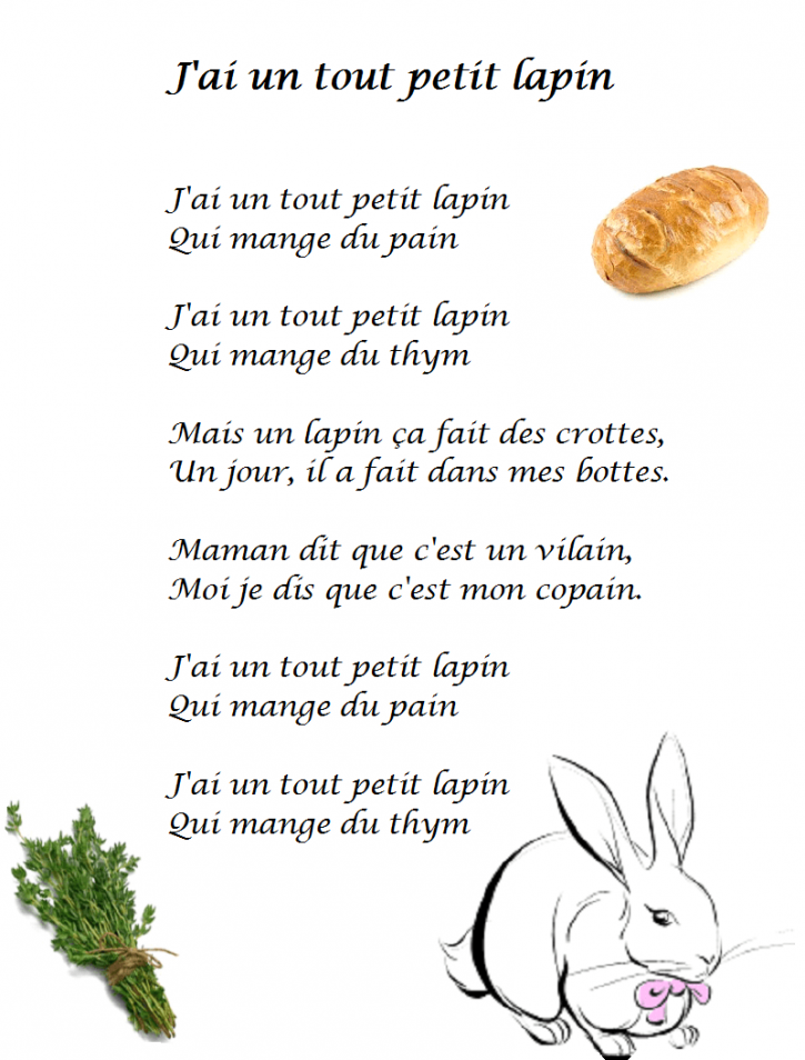 Comptine j'ai un tout petit lapin