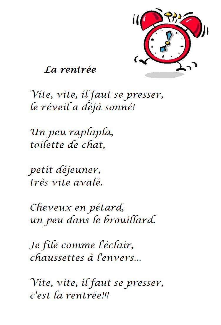 Poesie La Rentree De Sylvie Poilleve Paroles Illustrees De La Poesie La Rentree