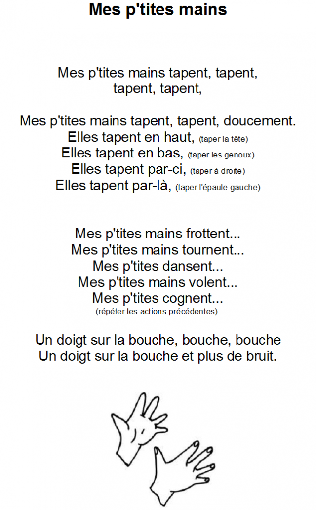 Comptine mes p'tites mains