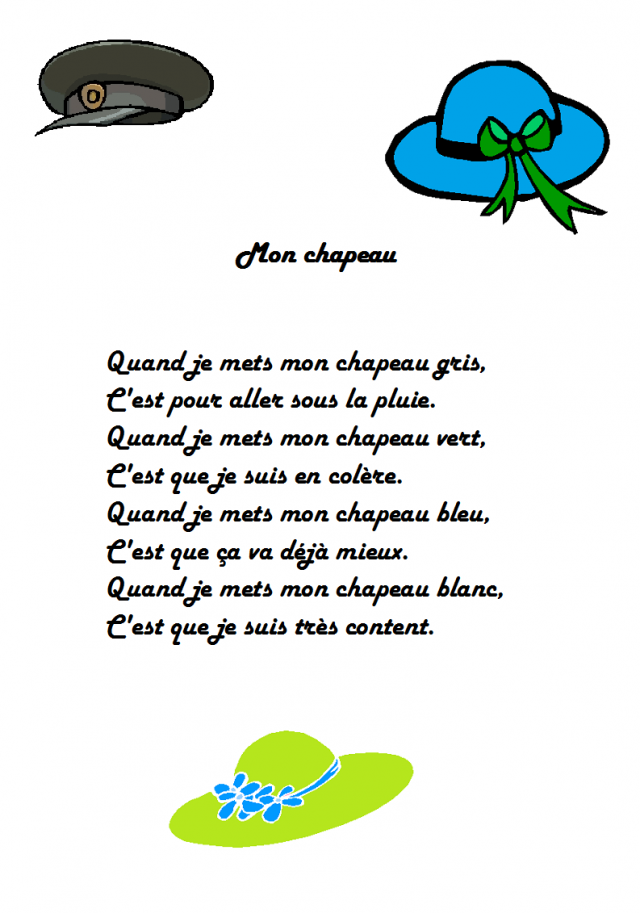 Comptine Mon chapeau Comptine Mon chapeau