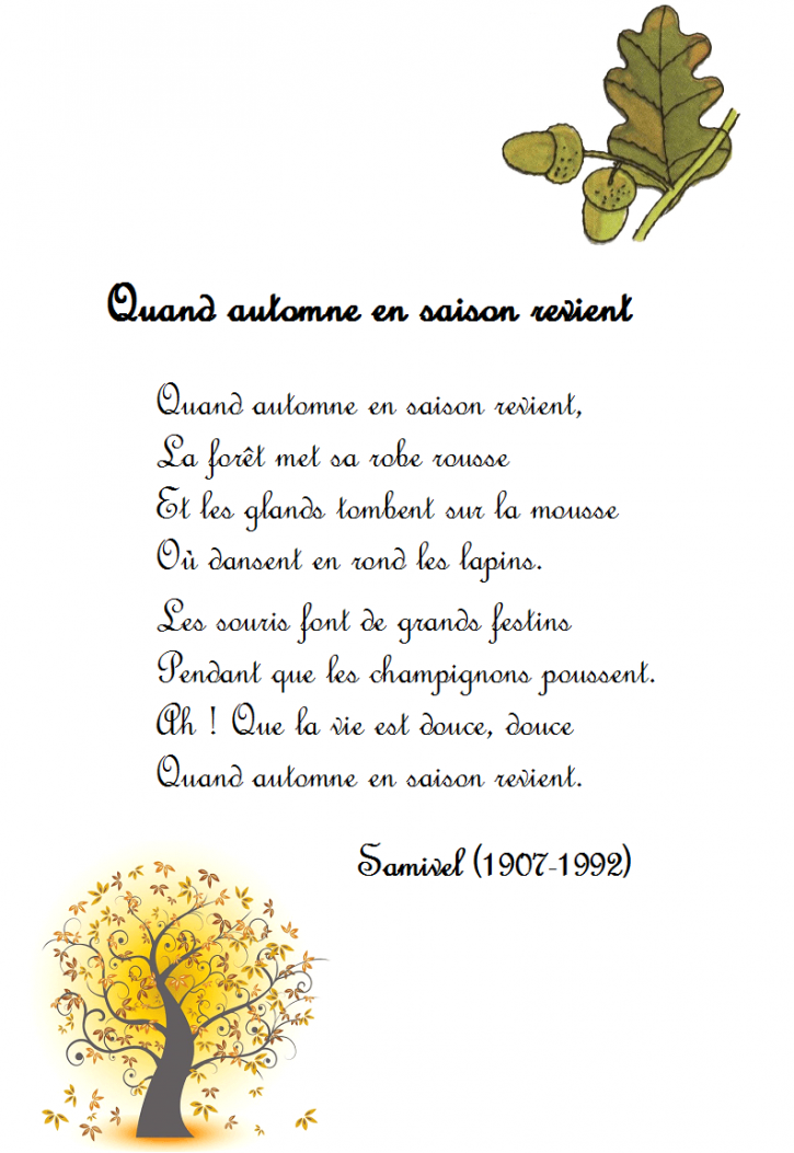 Poésie quand automne en saison revient
