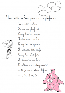comptine un petit cochon pendu au plafond
