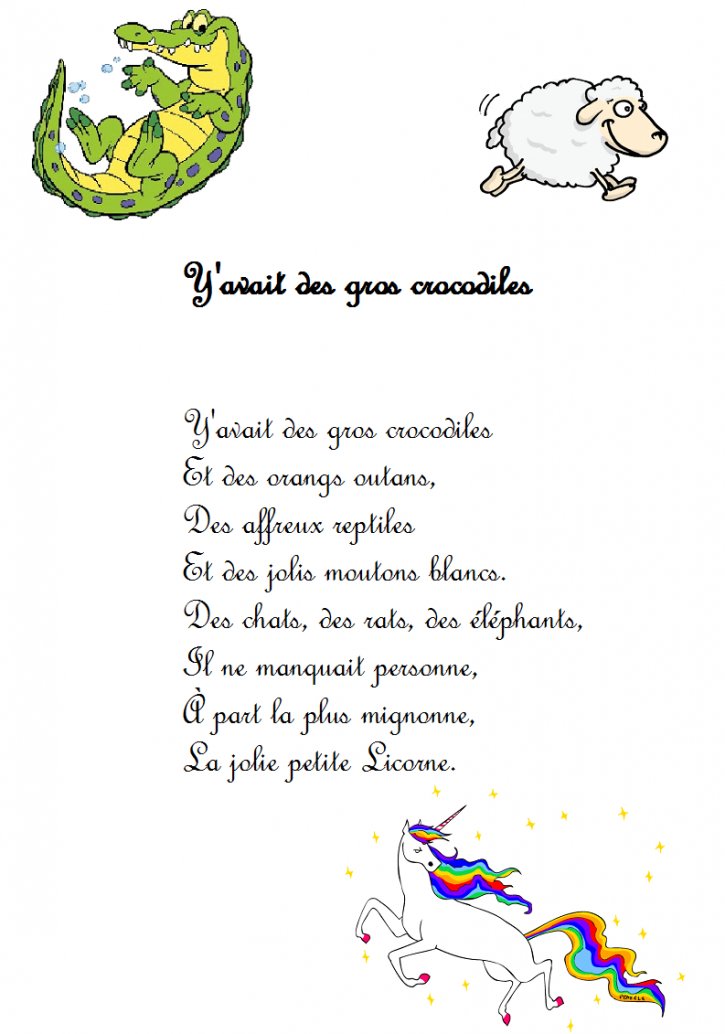 comptine y'avait des gros crocodiles