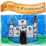 Château encre et peinture + médium irisé