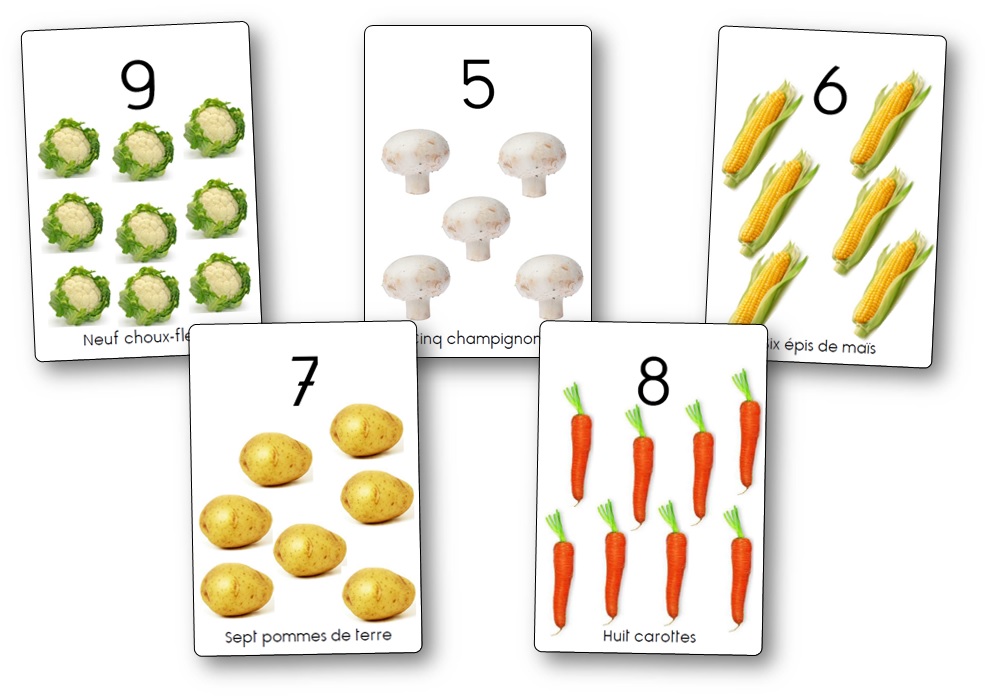 Affichages des chiffres et des nombres : les légumes