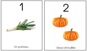 image affiche nombres 1 à 10 légumes 1 et 2