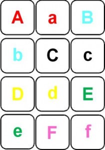 image jeu de mémory couleur des lettres majuscules à associer aux minuscules