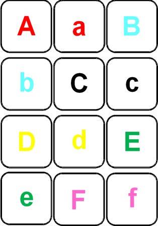 image jeu de mémory couleur des lettres majuscules à associer aux minuscules