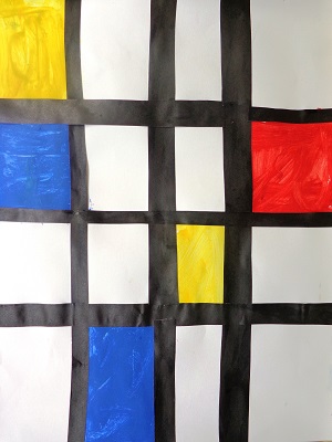 Piet Mondrian Bleu jaune rouge production d'élève
