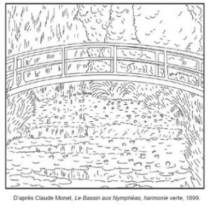 Coloriage Claude Monet Le bassin aux Nymphéas Harmonie verte
