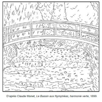 Coloriage Claude Monet Le bassin aux Nymphéas Harmonie verte