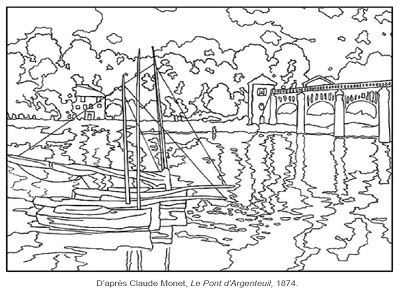 Coloriage Claude Monet Le pont d'Argenteuil