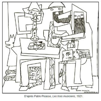 Coloriage Pablo Picasso Les trois musiciens
