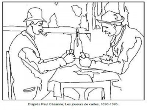 Coloriage Paul Cézanne Les joueurs de cartes 1890-1895