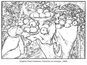 Coloriage Paul Cézanne Pommes et oranges