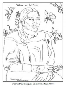 Coloriage Paul Gauguin La femme à la fleur