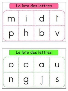 loto lettres en script