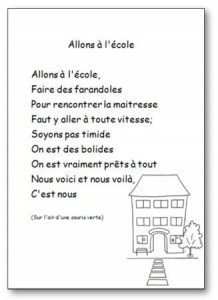 Comptine allons à l'école