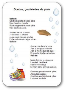 Comptine pour enfants sur la pluie, l'eau et l'automne Gouttes goutelettes de pluie