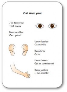 Comptines illustrées sur le corps et les cinq sens à imprimer. Comptine maternelle sur les 5 sens J'ai deux yeux