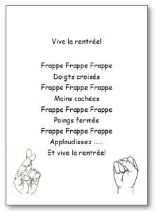 Comptine Vive la rentrée