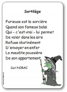 Comptine pour enfants maternelle, cycle 2, sur le thème d'Halloween et des sorcières. Comptine Sortilège