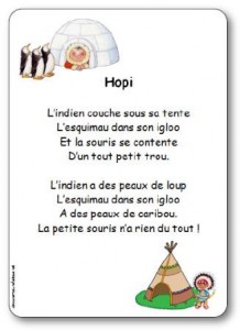 Comptine Hopi, comptine sur les indiens