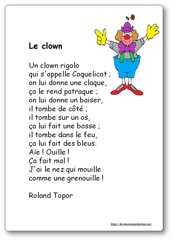 Comptine Le Clown coquelicot de Roland Topor