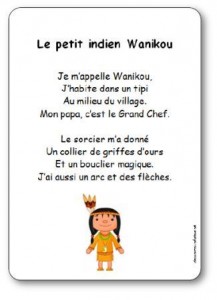Comptine Le petit indien Wanikou