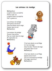 Comptine Les animaux du manège