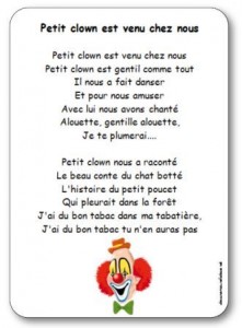 Comptine Petit clown est venu chez nous