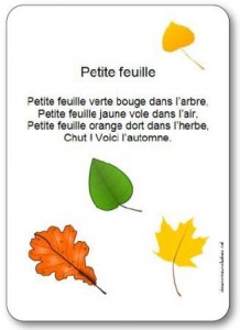 Comptine automne maternelle sur une petite feuille, comptine petite feuille enfant, ps, ms, gs