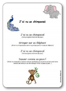 Jeu de doigts J'ai vu un chimpanzé