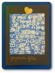 Carte de Noël graphisme drawing gum et encre