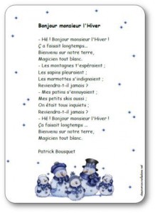 Comptine Bonjour monsieur l'hiver