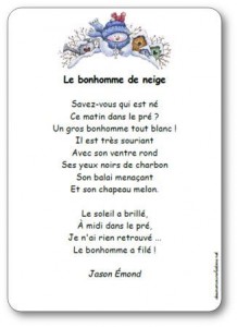 Poesie Le Bonhomme De Neige De Jason Emond Poesie Illustree A Imprimer