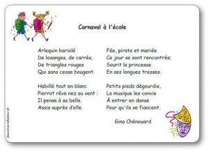 Poésie Carnaval à l'école Gina Chénouard