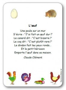 Comptine L'œuf de Claude Clément