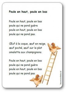 Comptine Poule en haut poule en bas