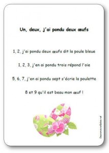 Comptine Un Deux j ai pondu deux œufs