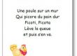 Comptine Une poule sur un mur qui picore du pain dur