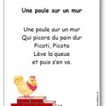 Comptine Une poule sur un mur qui picore du pain dur