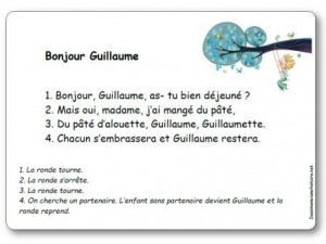 Comptine Bonjour Guillaume