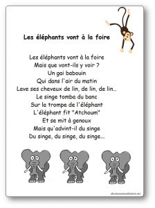 Comptine Les éléphants vont à la foire