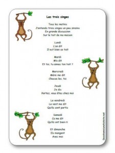 Comptine Les trois singes
